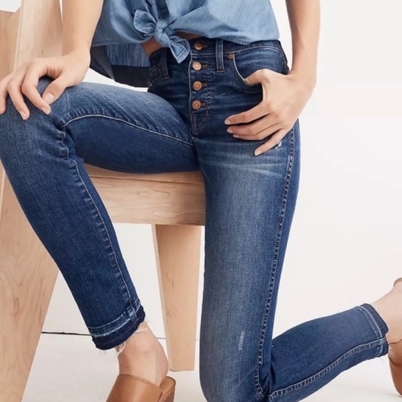 MADEWELL 10” HIGH RISE SKINNY JEANS HEM EDITION 26” BLUE 25 - Picture 2 of 14